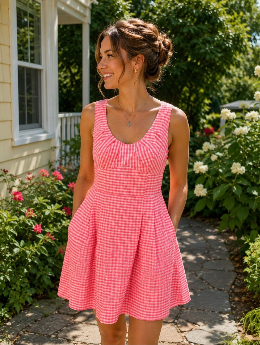 Nanette Lepore Silk Coral Pink Sheath Dress Size 4 Plaid Lined